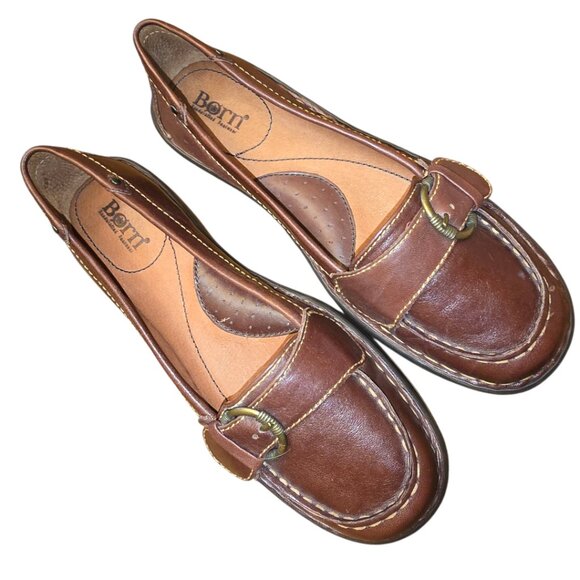 NWOT - BORN Mindy Brown Leather Slip On Loafers sz 8.5 - Picture 3 of 9
